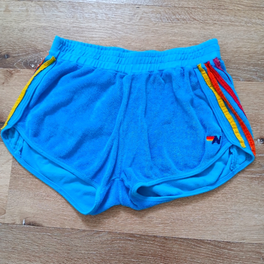 Aviator Nation 5 Stripe Terrycloth Sweatshorts Size Large